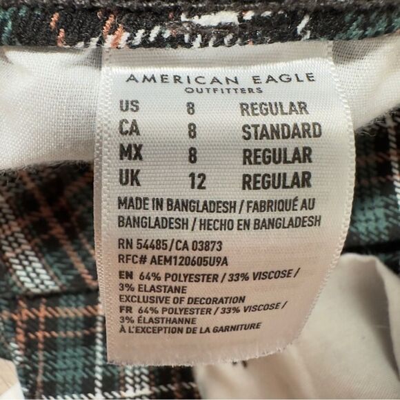 AMERICAN EAGLE GREEN PLAID STRETCH PANTS 8 - Picture 4 of 11